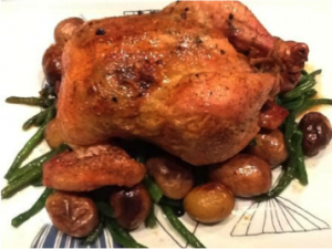 Roasted Chicken with Yukons and Green Beans
