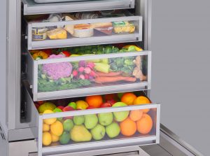 The storage drawers on the 30 inch Column Refrigerator from BlueStar