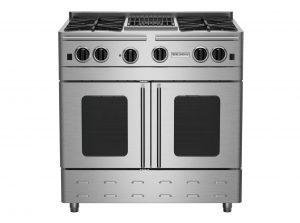 36-inch Precious Metals Series Freestanding Gas Range with 12-inch Charbroiler from BlueStar