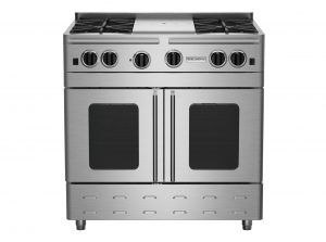 36-inch Precious Metals Series Freestanding Gas Range with 12-inch French Top from BlueStar