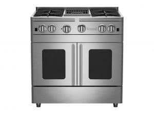 36-inch Precious Metals Series Range with 12-inch Charbroiler from BlueStar