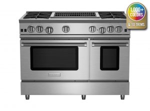 48-inch RNB Series range from BlueStar with 24-inch Charbroiler