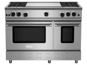 48-inch RNB Series Freestanding Gas Range with 24-inch French Top from BlueStar