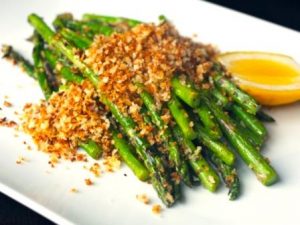 Chef Brian Huston's Grilled Asparagus with Bread Crumb Salsa and Soft Boiled Egg