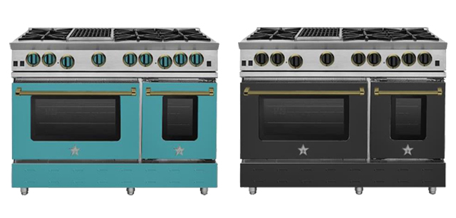 BlueStar 48" Ranges in Turquoise and Matte Black