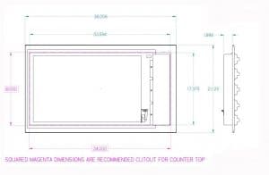Cutout dimensions for 36-inch Induction Cooktop from BlueStar