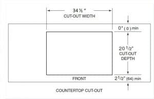 Installation dimensions for 36" Induction Cooktop by BlueStar