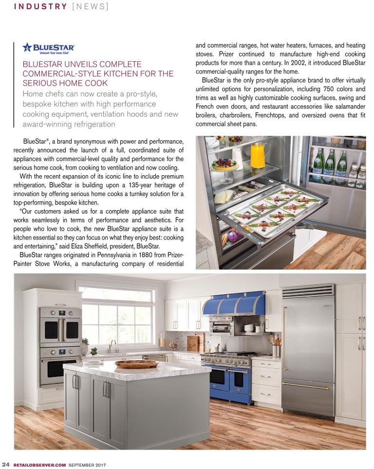 BlueStar press placement in the September issue of the Retail Observer