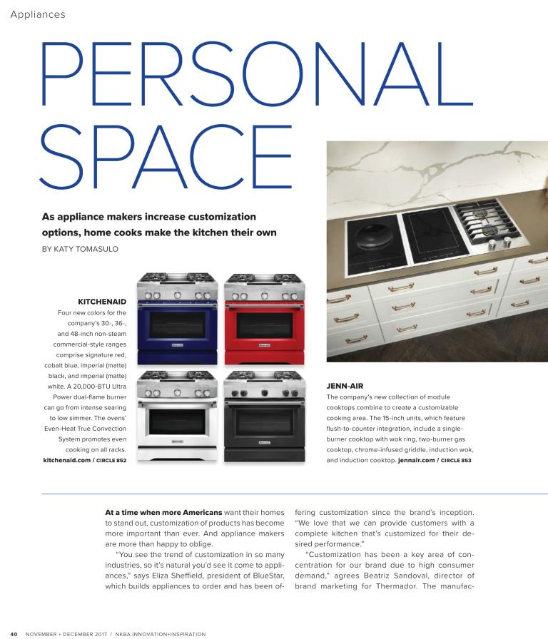 BlueStar Double Electric Wall Oven featured in NKBA Magazine