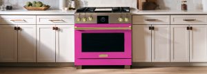 BlueStar kitchen featuring their newest color - Bubblegum Pink