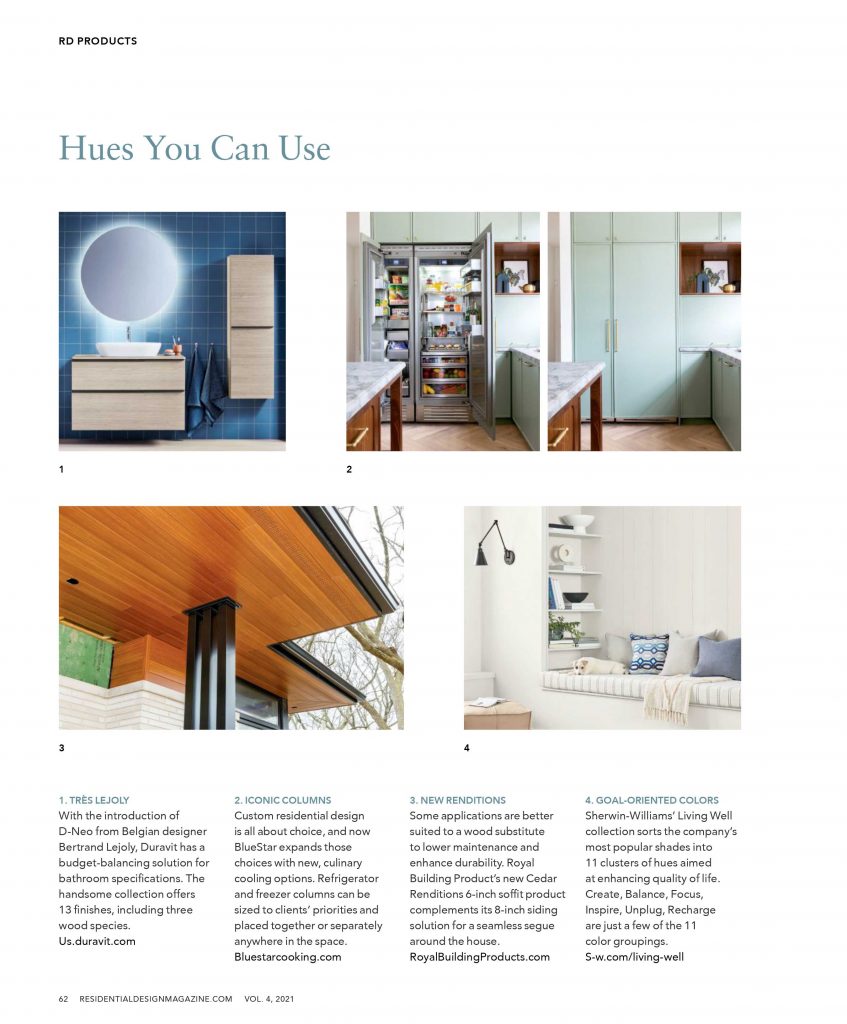 BlueStar Column Refrigeration featured in Residential Design Magazine