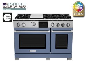 48" Dual Fuel Range with 12" Griddle from BlueStar in Pigeon Blue