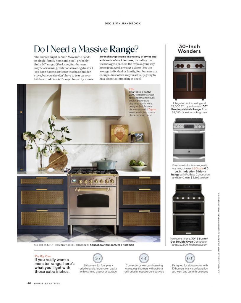 BlueStar's 30-inch Precious Metals Series range featured in the August 2022 issue of House Beautiful