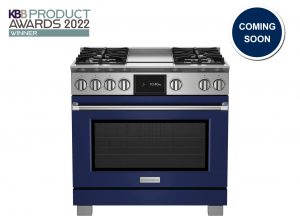 BlueStar 36" Dual Fuel range with 12" griddle wins KBB Best Cooking Appliance award in Cobalt Blue