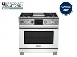 BlueStar 36" Dual Fuel range with 12" griddle wins KBB Best Cooking Appliance award in Signal White