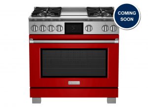 BlueStar 36" Dual Fuel Range with Griddle in Ruby Red