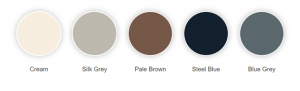 The five colors featured in the 2023 Winter Color Collection from BlueStar