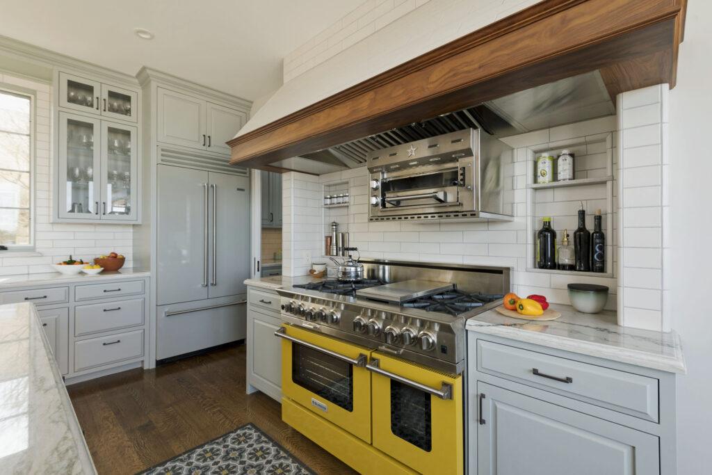 The kitchen of BlueStar All-Star Brian Boitano featuring a Platinum Series range in Honey Yellow