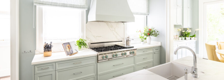 BlueStar kitchen with custom colored appliances in Iced Marble